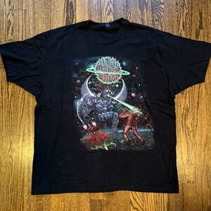 Rings Of Saturn Mens 2XL Band Tour T Shirt Tee Black‎ Monsters Fighting Graphic